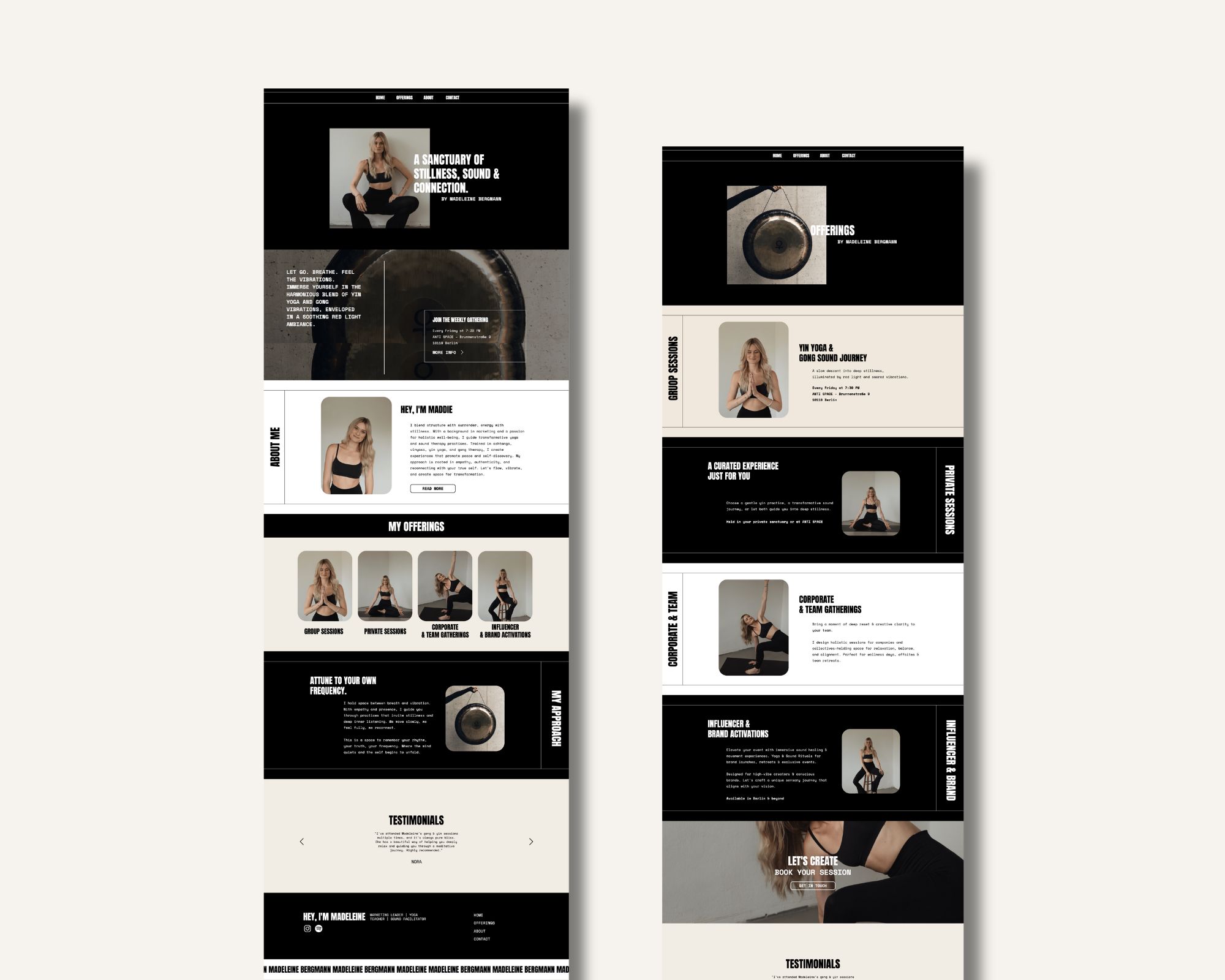 bold yoga teacher website design