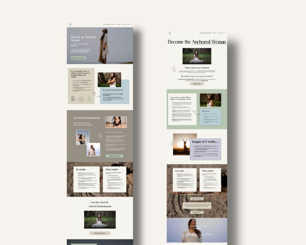 earthy webdesign for female wellness coach