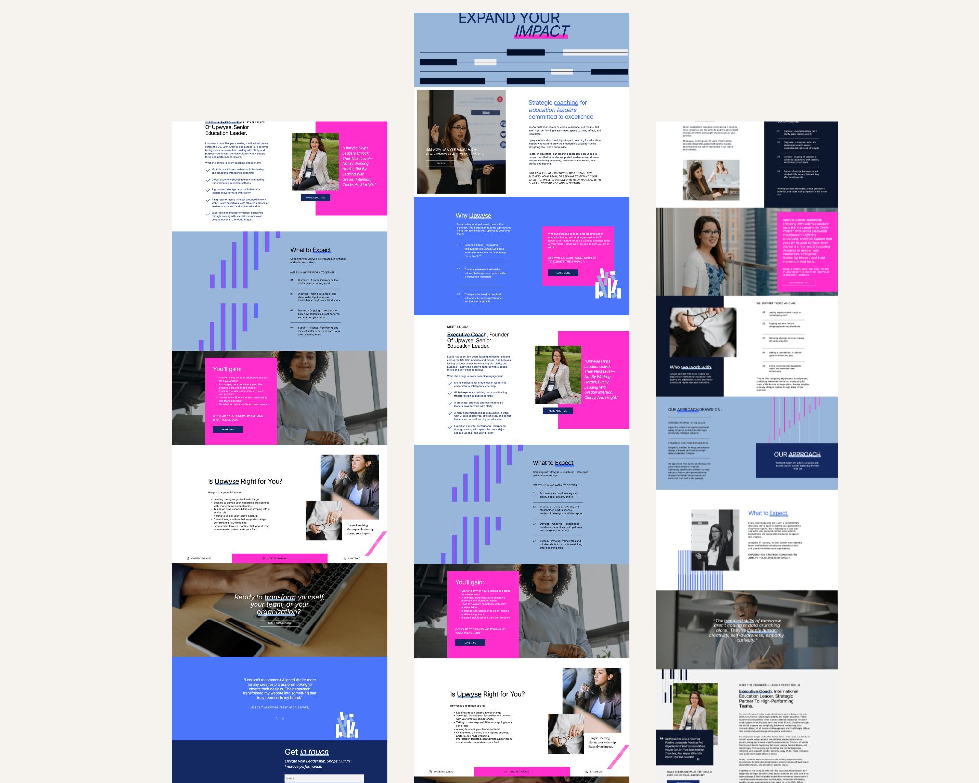 showit modern corporate design for executive coach showing popping colors and modern layout