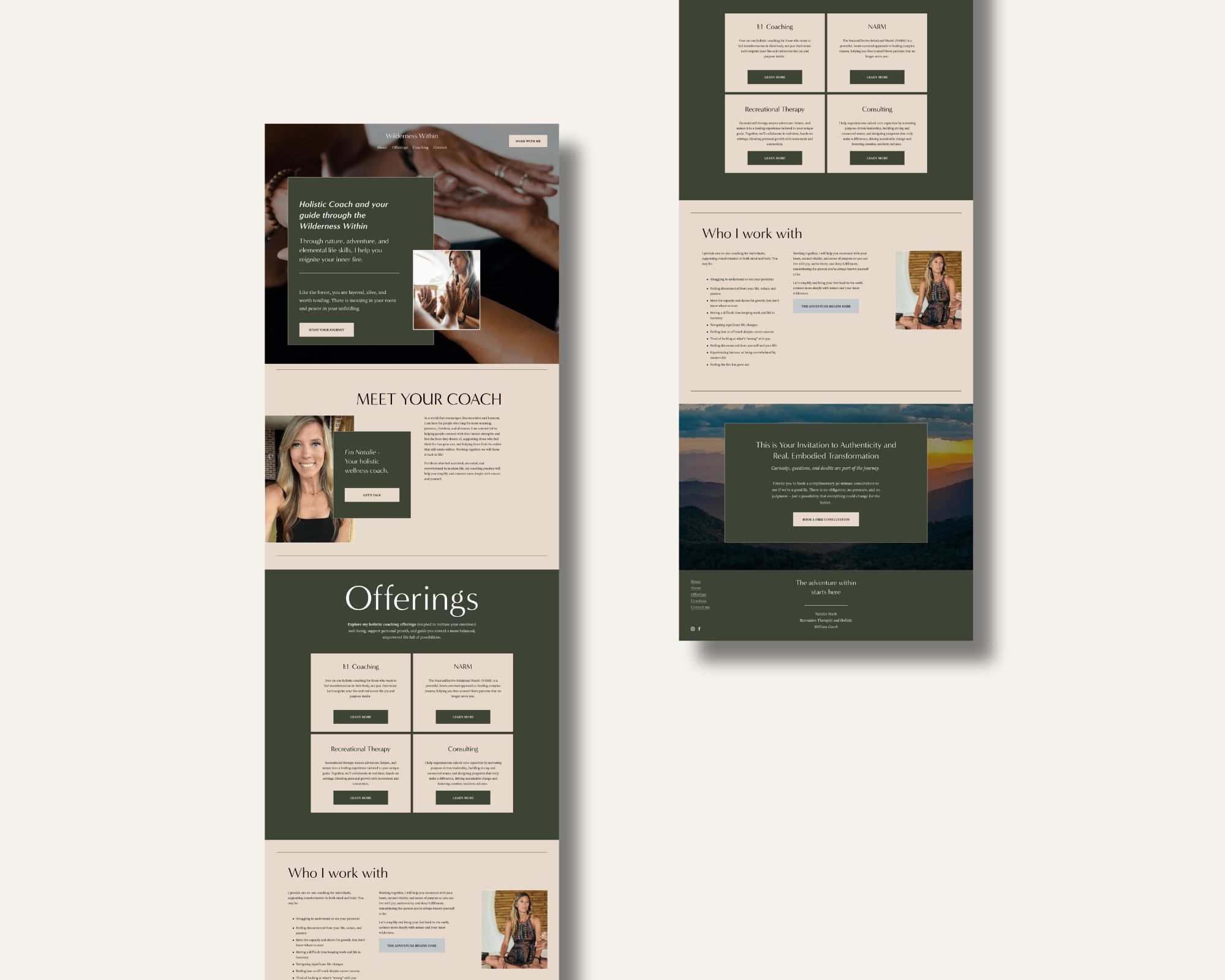 wellness coaching website with minimalist and natural design